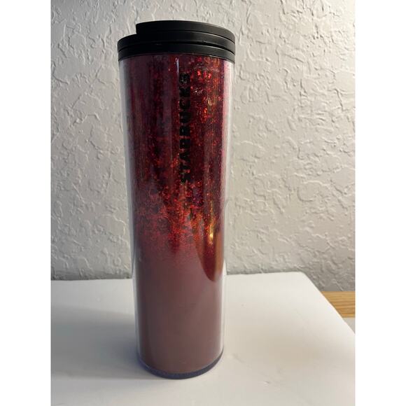 Starbucks Hot & Cold Cup 16oz Tumbler Red Glitter Sequin Insulated - - Picture 5 of 12